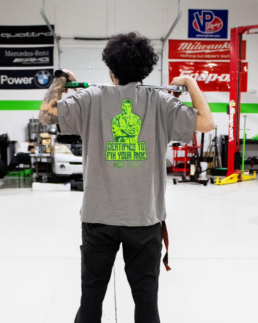 CLT Motor Club x Vix Garage Collab Tee - Charcoal