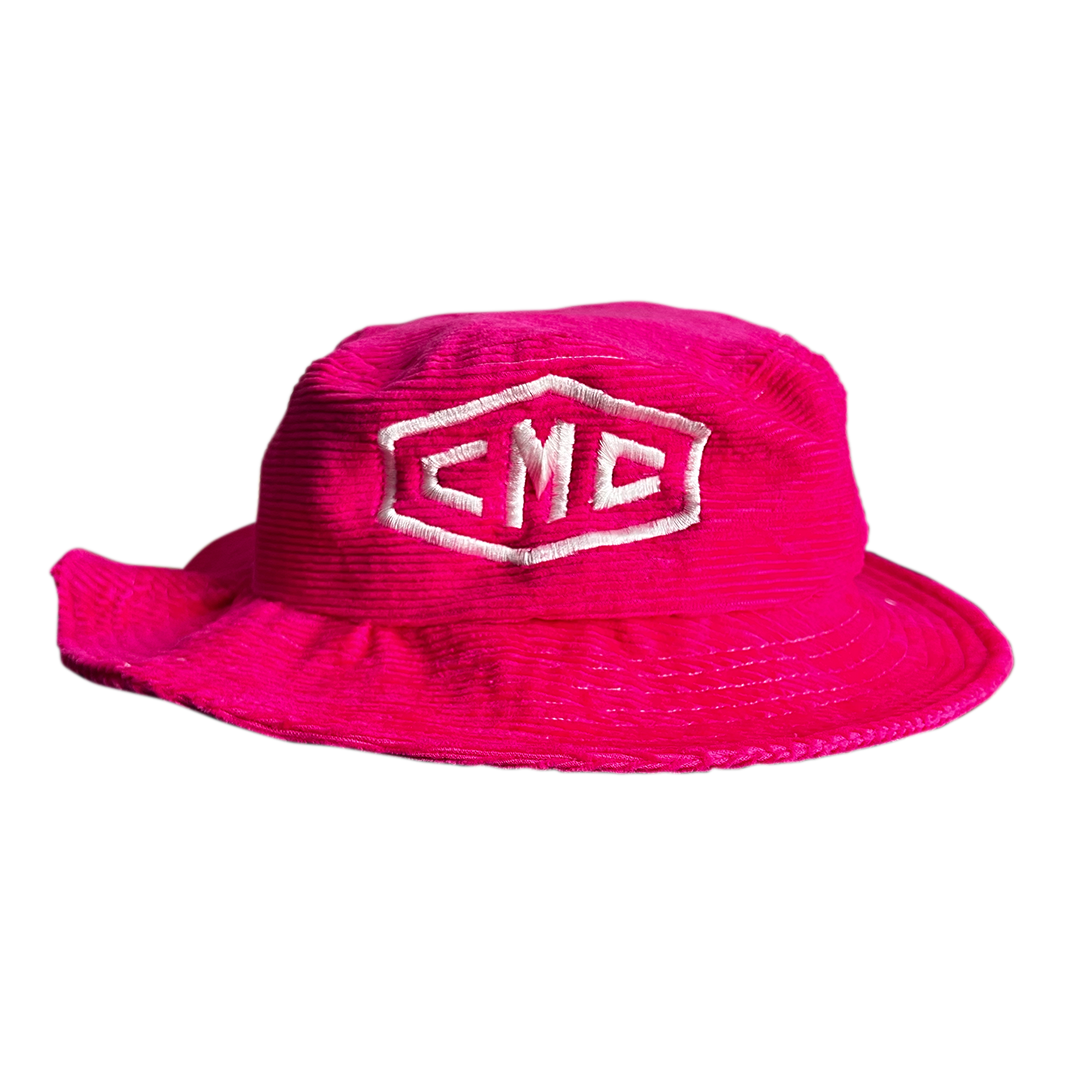 Pink Corduroy Embroidered Bucket Hat