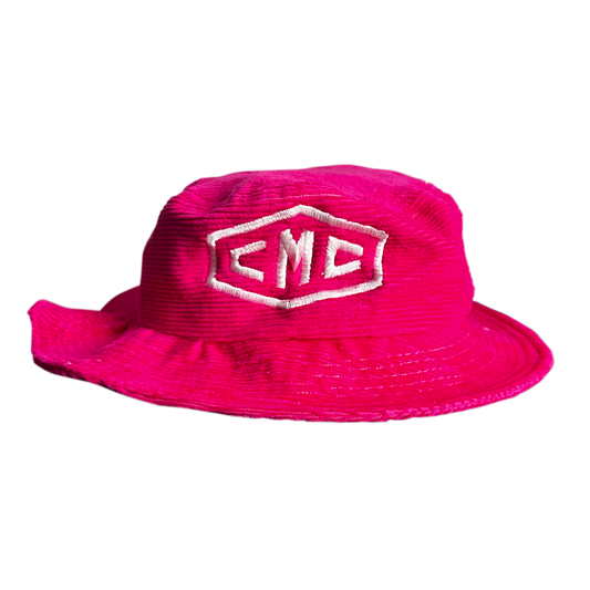 Pink Corduroy Embroidered Bucket Hat