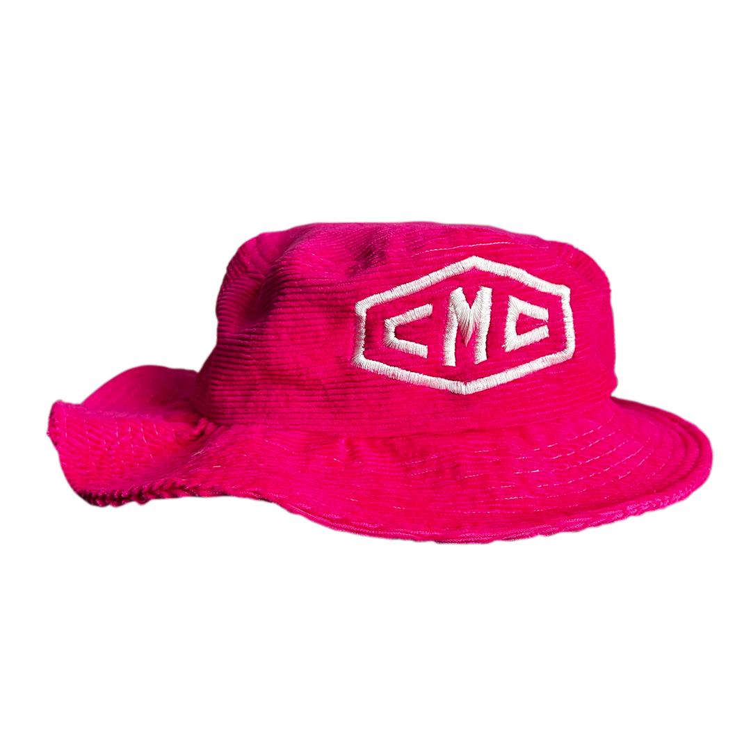 Pink Corduroy Embroidered Bucket Hat